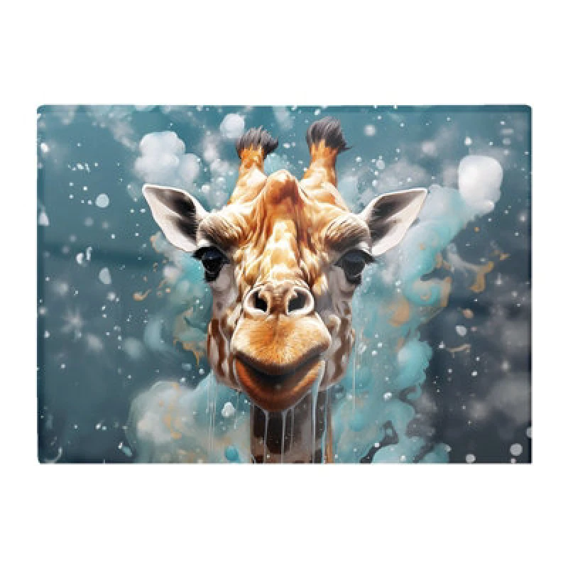 Image of Warren Reed Designer Splashart Giraffe Face Glass Chopping Board