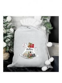 Image of Personalised Grey Rocking Horse Christmas Sack