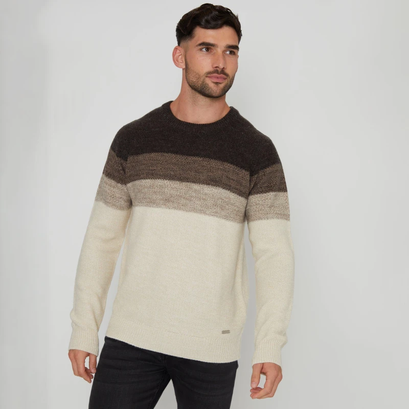 Image of Threadbare Ombr Stripe Crew Neck Jumper - Grey Grey 2XL