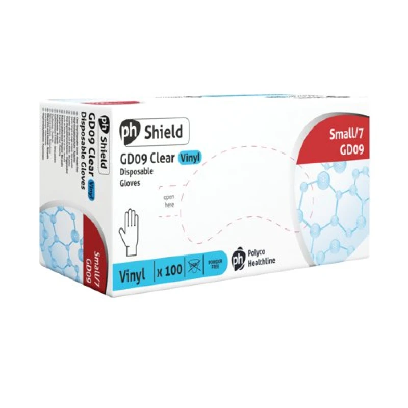 Image of Shield Vinyl Powder-Free Gloves Clear S (100 Pack) GD09 - S