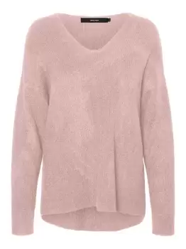 Image of VERO MODA V-neck Knitted Pullover Women Pink