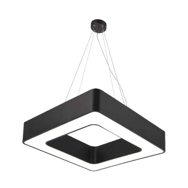 Image of ENER-J 40W Hollow Square Hanging LED Pendant Light Size Side length 80 cms in Black Unisex