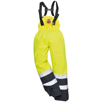 Image of Portwest - S782YNRM - sz M Bizflame Rain Hi-Vis Multi-Protection Trouser - Yellow/Navy