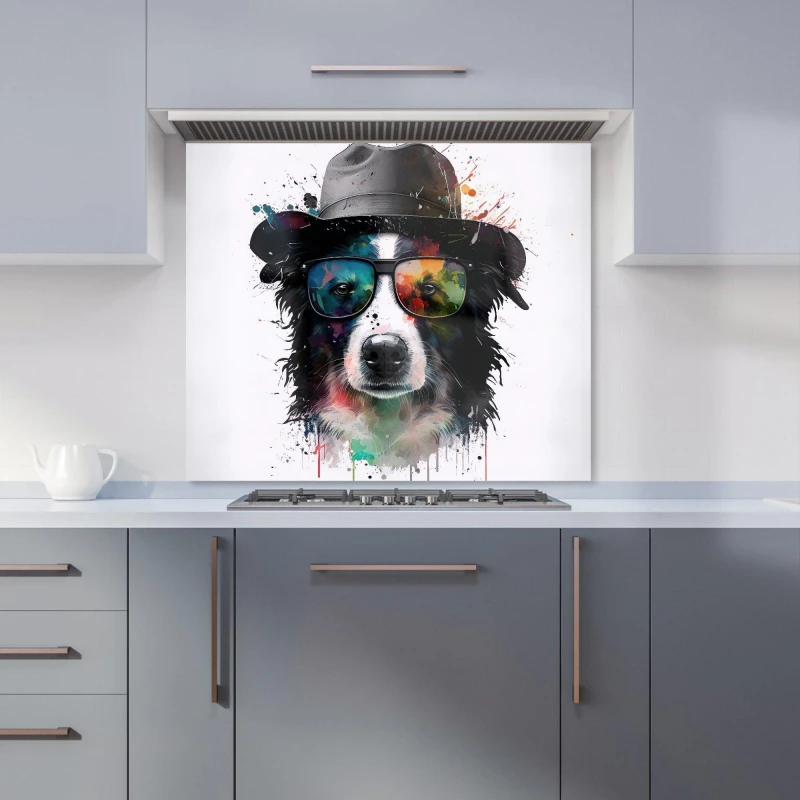 Image of Warren Reed - Designer Border Collie Dog Kitchen Splashback Size: 600mm x 750mm Multicolor Unisex 600mm x 750mm