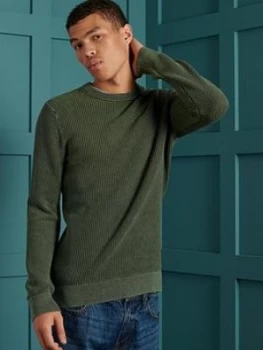 Image of Superdry Academy Dyed Texture Crew Sweatshirt, Green, Size 3XL, Men