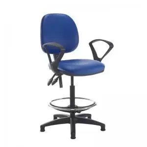 Image of Jota draughtsmans chair with fixed arms - Ocean Blue vinyl
