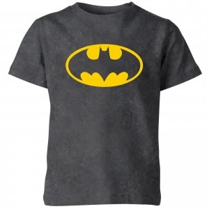 Image of Batman Logo Kids T-Shirt - Black Acid Wash - 5-6 Years - Black Acid Wash