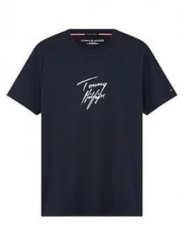 Image of Tommy Hilfiger Logo Lounge Long Sleeved T-Shirt - Navy