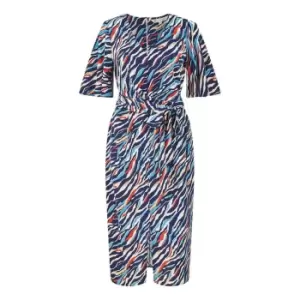 Image of Yumi Navy Zebra Stripe Midi Dress - Blue