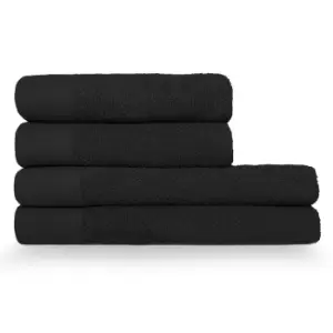 Image of Textured Weave Towels Black / Hand Towel (50x90cm)