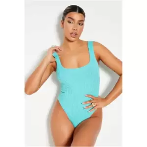 Image of I Saw It First Blue Knitted Scoop Neck Bodysuit - Blue