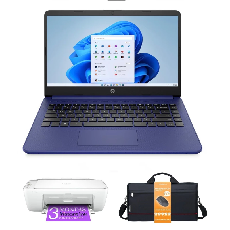 Image of HP 14" 4GB, 128GB, Win 11, Office 365 - HP Bundle Blue unisex Print Set