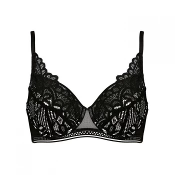 Image of Figleaves Harper Geometric Lace Non-Pad Bra - Black