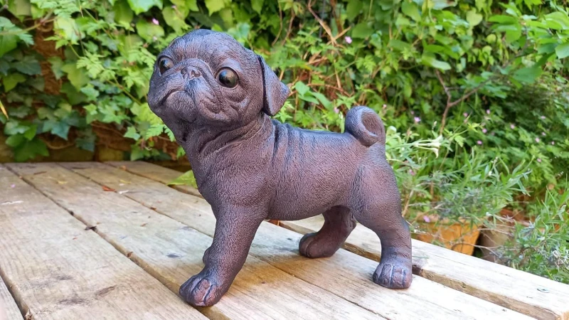 Image of Inspirational Gifting Pug Dog Sculpture Garden Ornament in Bronze Bronze Unisex