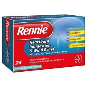 Image of Rennie Heartburn Indigestion and Wind Relief 24 Tablets