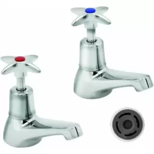 Image of Deva Cross Handle Basin Taps with 4lpm Flow Regulator - Chrome