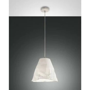 Image of Fabas Luce Lighting - Fabas Luce Crumple Dome Pendant Ceiling Lights White Glass, E27