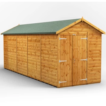Image of 18x6 Power Windowless Apex Double Door Garden Shed - Brown