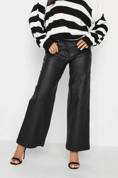 Image of Petite Faux Leather Wide Leg Trousers