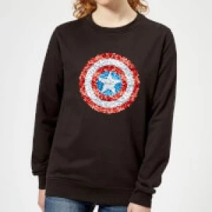 Image of Marvel Captain America Pixelated Shield Womens Sweatshirt - Black