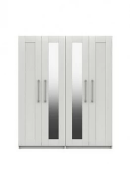 Image of Regal Part Assembled 4 Door Centre Mirror Wardrobe