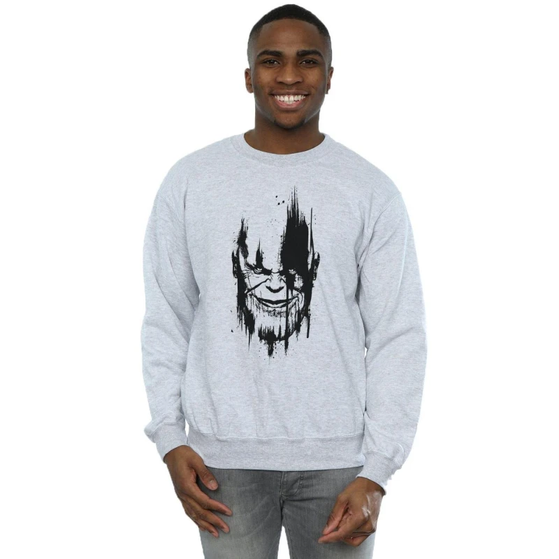 Image of Marvel Marvel Men Avengers Infinity War Thanos Face Sweatshirt in Grey Size: Small Grey S Male 5057736693773