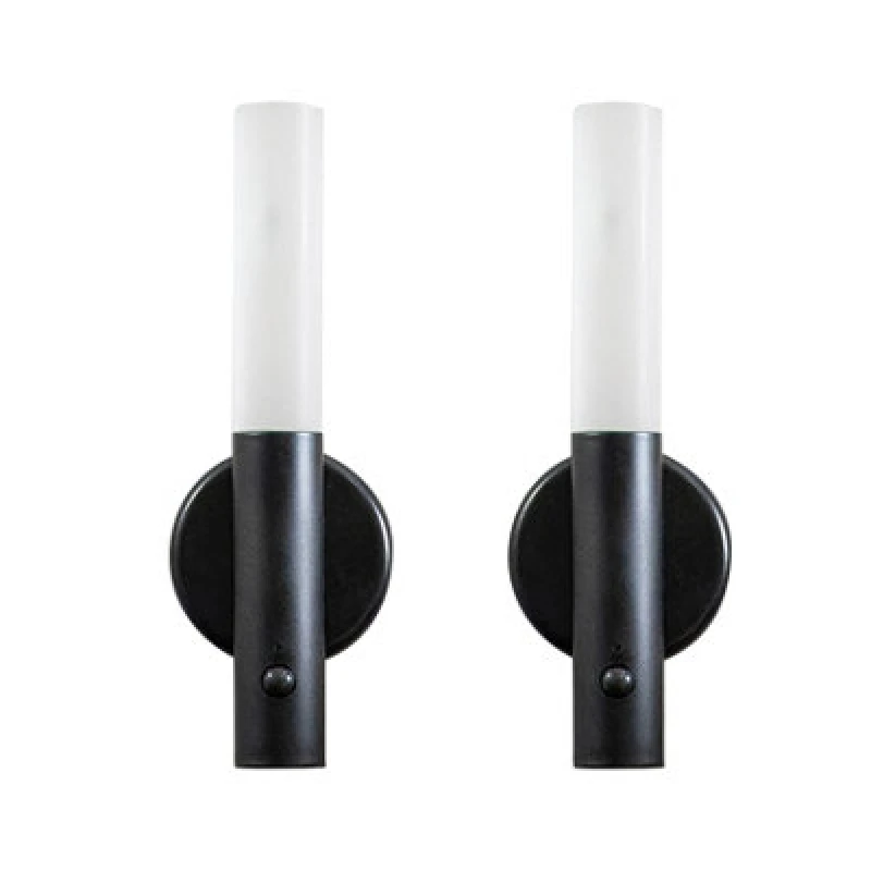 Image of ValueLights ValueLights Oakley Black Set of 2 Rechargeable Portable Wall Lights with PIR Motion Sensor Black One Size Unisex 5059406040894