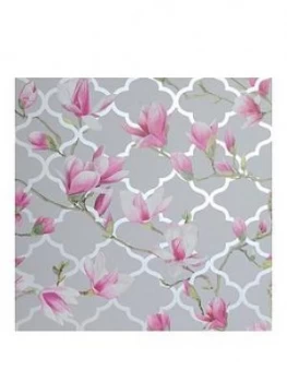 Image of Arthouse Magnolia Trellis Grey & Pink Metallic Wallpaper