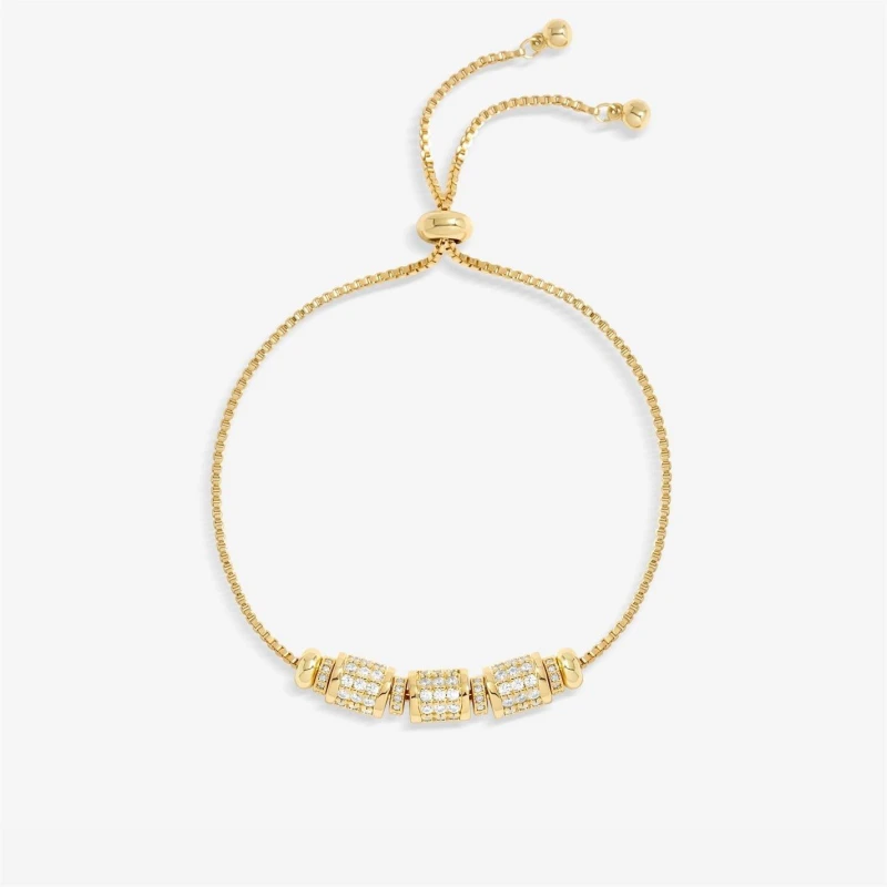 Image of Jon Richard Gold Plated Pave Charm Toggle Bracelet Gold