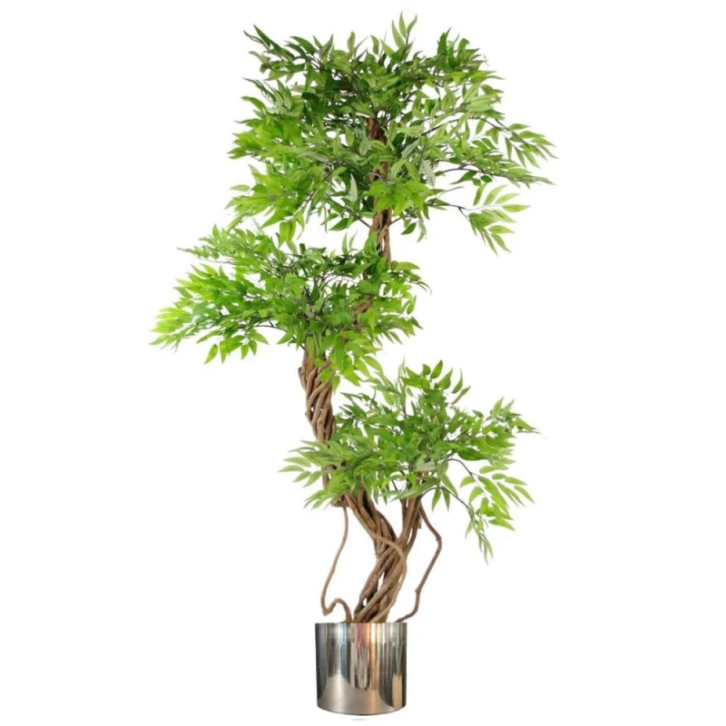 Image of Leaf 140cm Leaf Realistic Artificial Japanese Fruticosa Ficus Tree, Green Silver Green
