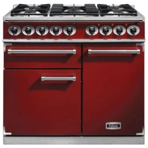 Image of Falcon F1000DXDFRDNG 98500 100cm Deluxe Range Cooker - Red Finish