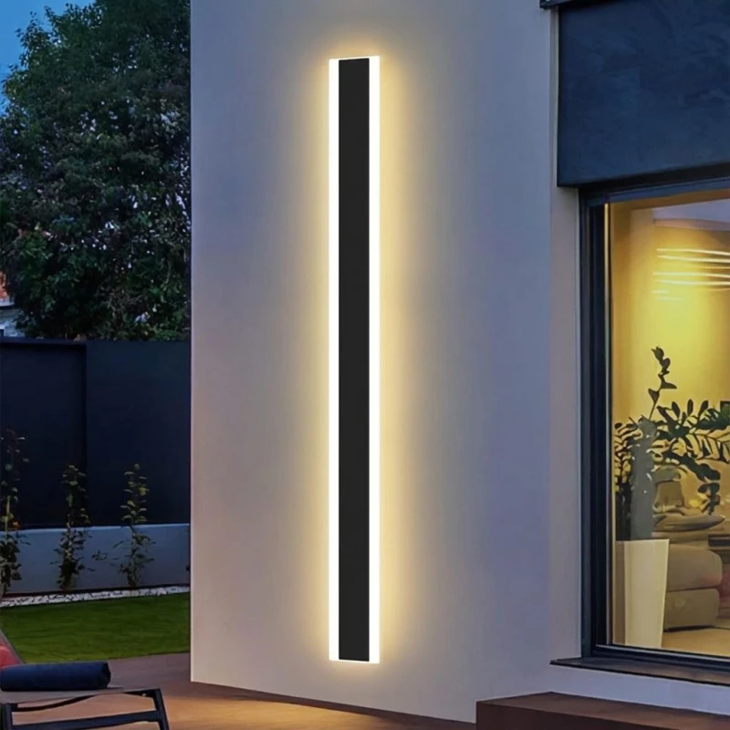 Image of ENER-J 120cm Modern LED Outdoor Wall Light Bar 24W IP65 Waterproof Warm White - Black Unisex