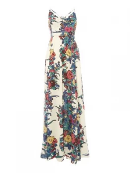 Image of Free People Short Sleeve Floral Print Maxi Dress Cream
