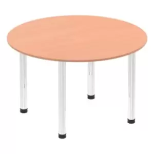 Image of Impulse 1000mm Round Table Beech Top Chrome Post Leg