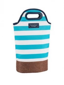 Image of Coast Aqua Stripe Insulated Twin Bottle Carrier - 2L