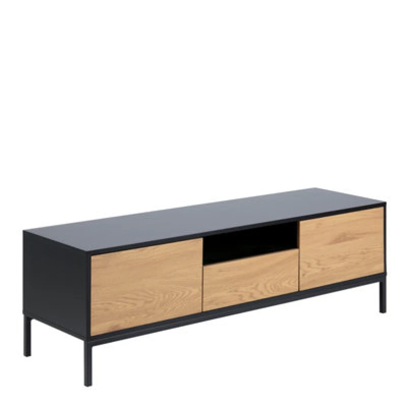 Image of Furniture To Go Seaford TV Unit 2 Doors 1 Drawer In Black & Oak