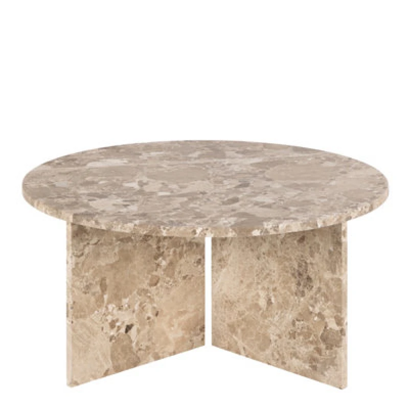 Image of Furniture To Go Vega Round Coffee Table With Brown Marble Top 90Cm
