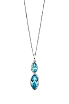 Image of Sterling Silver Aqua Blue Crystal Navette Pendant Necklace