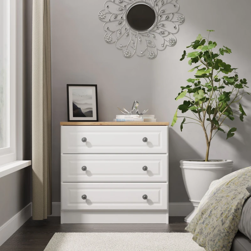 Image of Ready Assembled 2 U Surrey 3 Drawer Chest (Ready Assembled) in White Size: Medium White Unisex Medium