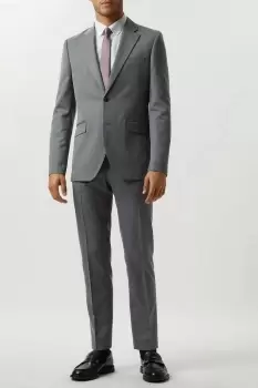 Image of Tailored Fit Grey Mini Herringbone Suit Jacket