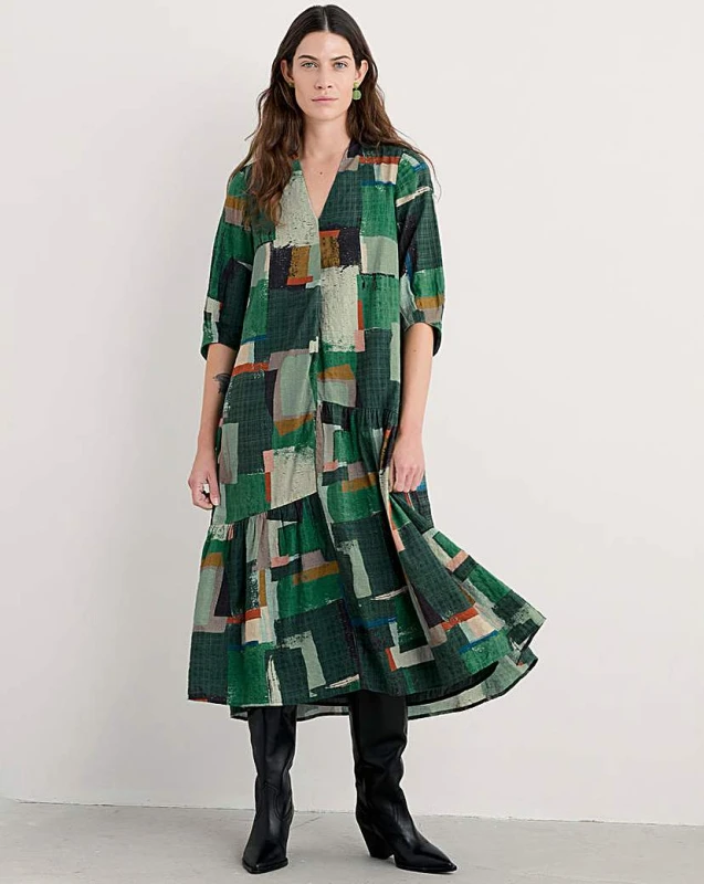 Image of Seasalt Seasalt Cornwall Windblown Dress Green Multicolour - Seasalt - Size: 10 Green Multicolour Female 10 PV62602