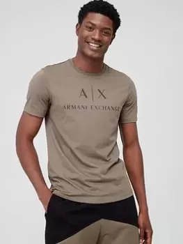 Image of Armani Exchange Logo Print T-Shirt, Dark Khaki Size M Men