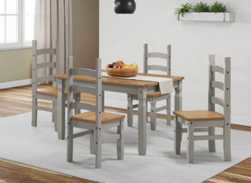 Image of MERCERS FURNITURE Mercers Furniture - Corona Grey Wax 4'0' Dining Table & 4 Chairs 5060765291414