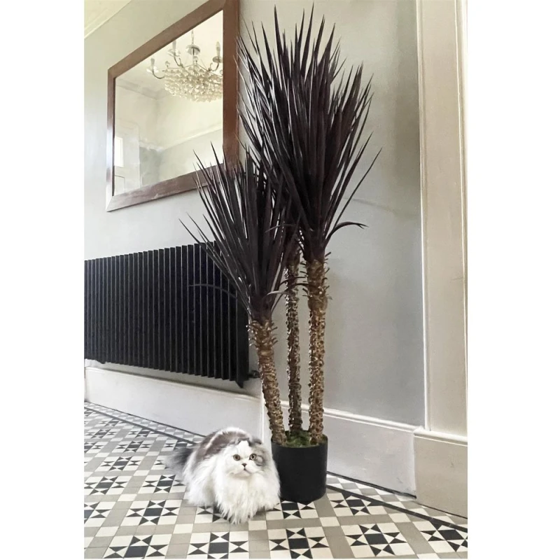 Image of Leaf Artificial Yukka Tree Plant Spiky UV Resistant Outdoor Tree Triple Dark Red and Brown Botanik Dark Brown