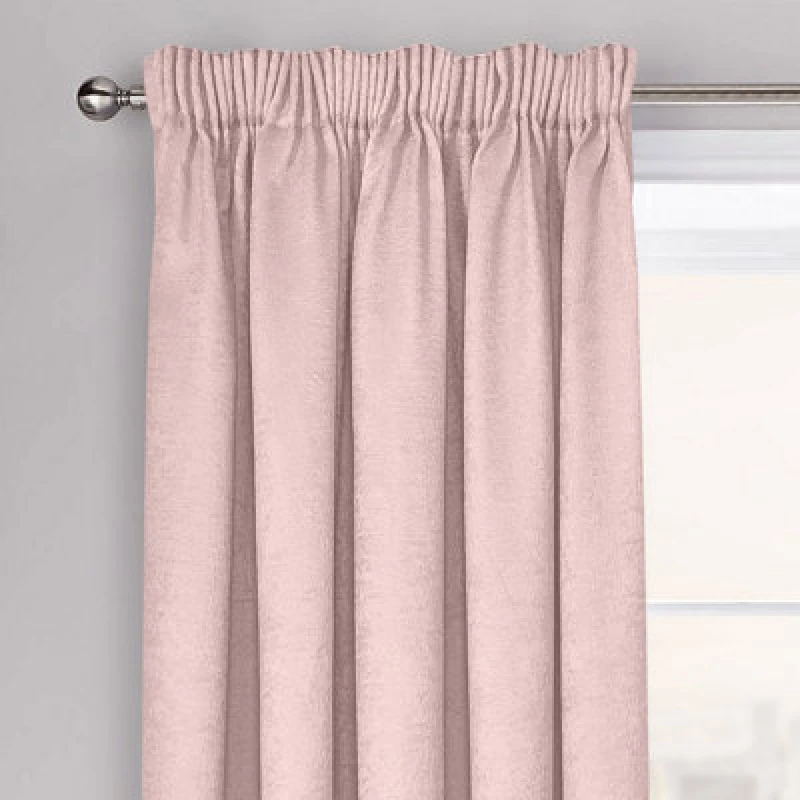 Image of Velosso Westwood Dimout Pencil Pleat Curtains in Dusty Pink Size: 117cm width x 183cm drop Dusty Pink Unisex 117cm width x 183cm drop