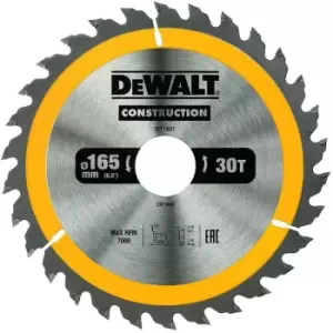 Image of DEWALT Construction Saw Blade 165mm x 30mm 30T - N/A