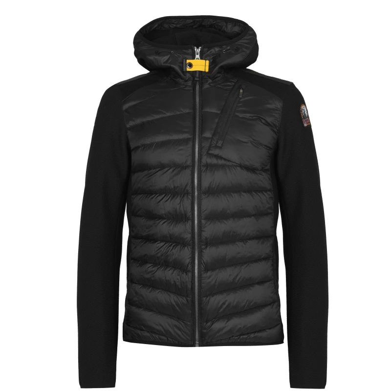 Image of Parajumpers Mens Nolan Water-Repellent Windproof Duck Down Short Hybrid Jacket Black 541 male XS