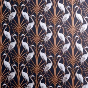 Image of Nouveau Heron Navy Wallpaper