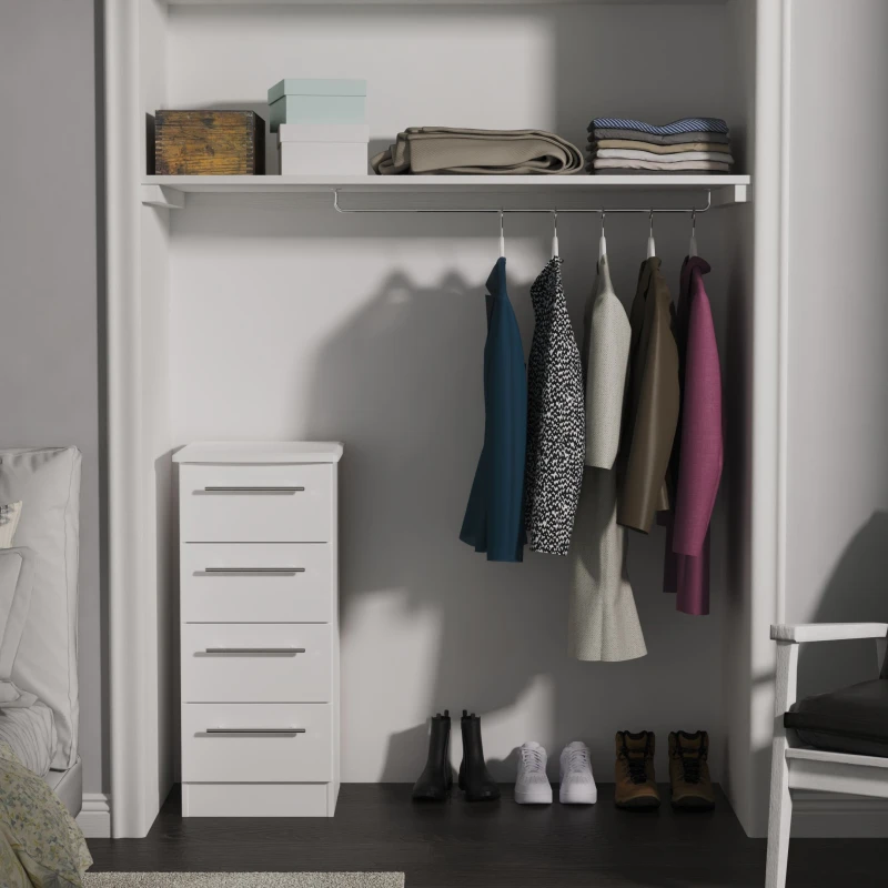 Image of Ready Assembled 2 U Carlton 4 Drawer Tallboy (Ready Assembled) in White Size: Small White Unisex Small