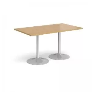 Image of Genoa rectangular dining table with silver trumpet base 1400mm x 800mm